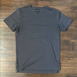 Short Sleeve Blue Split Hem Tee